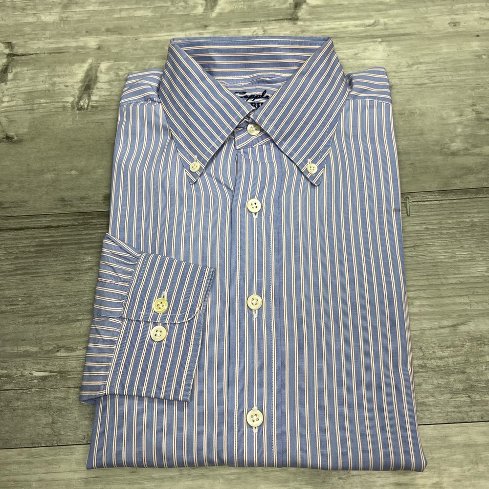 Coppley Blue w/ White & Red Stripe Dress Shirt 14.5-36